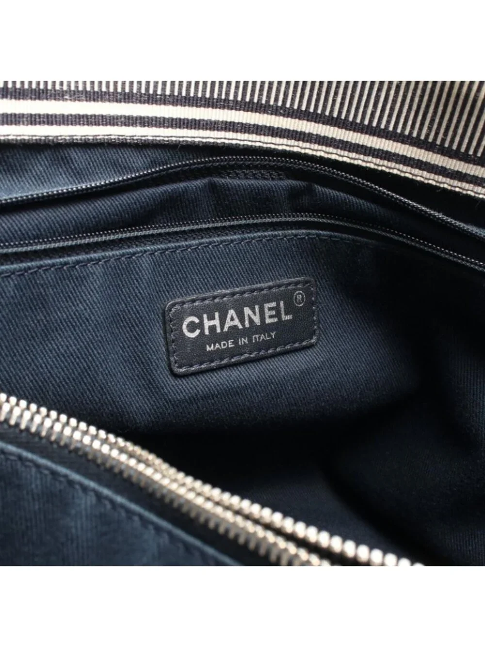 Chanel Tote CC Logo 2-Way Indigo Brown Denim Leather CC Hand